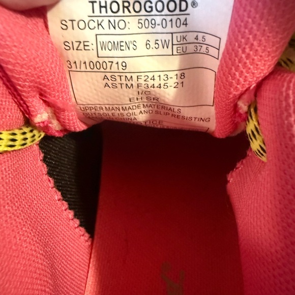 Thorogood Athletic Safety Toe Low Pink Composite Toe Slip-Resistant Sole SZ 6.5W - Picture 2 of 6